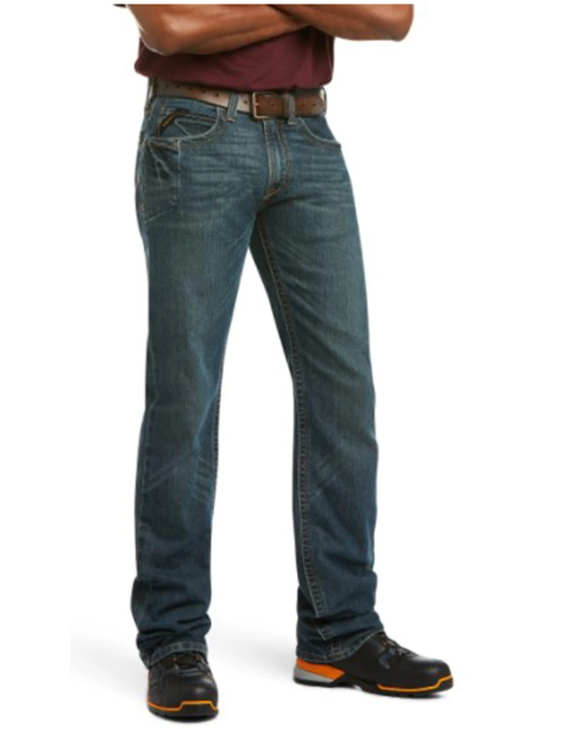 Ariat Men's Rebar M5 Durastretch Dark Wash Low Rise Straight Jeans 3 Ariat Men's Rebar M5 Durastretch Dark Wash Low Rise Straight Jeans