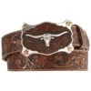 Justin Men's Longhorn Buckle Leather Belt - Reg. & Big -Wraner Clothing Shop 120241 22 P1