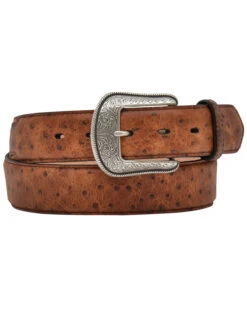 3D Men's Vintage Ostrich Print Leather Belt