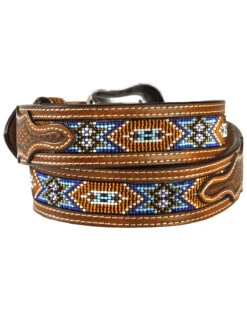 Nocona Men's Floral Beaded Western Belt -Wraner Clothing Shop 120J43 22 P2