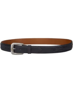 Lucchese Men's Black Calf Leather Seville Stitch Belt -Wraner Clothing Shop 120V98 89 D1