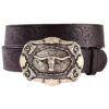 AndWest Men's Western Tooled Longhorn Belt -Wraner Clothing Shop 120Z75 89 P1