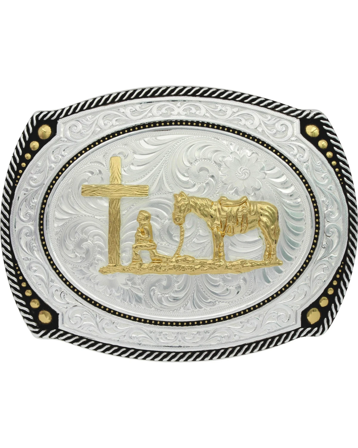 Montana Silversmiths Men's Large Roped Christian Cowboy Belt Buckle 3 Montana Silversmiths Men's Large Roped Christian Cowboy Belt Buckle