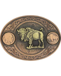 Montana Silversmiths Men's Copper Buffalo Indian Head Nickel Belt Buckle