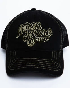 Moonshine Spirit Men's White On Black Logo Print Mesh Ball Cap -Wraner Clothing Shop 2000291209 001 P4