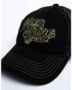 Moonshine Spirit Men's White On Black Logo Print Mesh Ball Cap -Wraner Clothing Shop 2000291209 001 P6