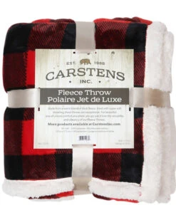 Carstens Home Red Lumberjack Plaid Sherpa Throw Blanket -Wraner Clothing Shop 2000315047 600 P5