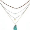 Prime Time Jewelry Women's 4-Piece Silver & Gold Turquoise Layered Necklace Set -Wraner Clothing Shop 2000322182 710 P1