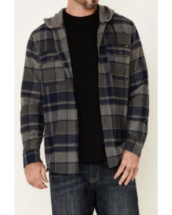 Hawx Men's Dark Gray Townsend Plaid Hooded Long Sleeve Flannel Work Shirt -Wraner Clothing Shop 2000325323 021 P3