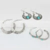 Prime Time Jewelry Women's 3-piece Silver & Turquoise Hoop And Dangle Earrings Set -Wraner Clothing Shop 2000333939 040 P1