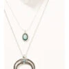 Prime Time Jewelry Women's Silver Crescent Horn & Turquoise Pendant Layered Necklace Set -Wraner Clothing Shop 2000334007 040 P1