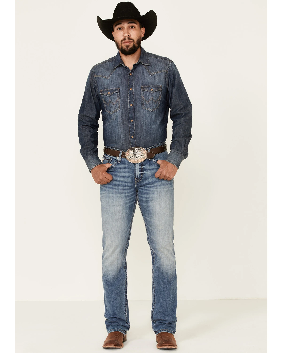 Cinch Men's Ian Medium Stonewash Performance Slim Bootcut Jeans 3 Cinch Men's Ian Medium Stonewash Performance Slim Bootcut Jeans