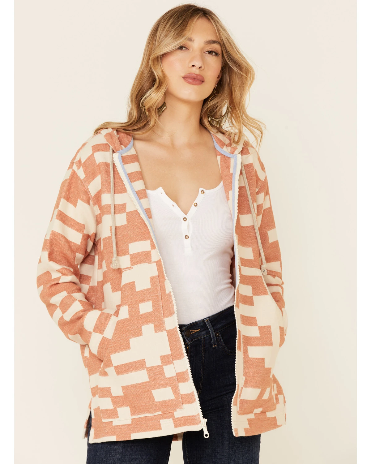 Pendleton Women's Sierra Mixed Pattern Oversized Zip Hooded Jacket 3 Pendleton Women's Sierra Mixed Pattern Oversized Zip Hooded Jacket