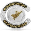 Montana Silversmiths Men's Two Tone Horseshoe Bull Rider Buckle -Wraner Clothing Shop 2000335875 040 P1