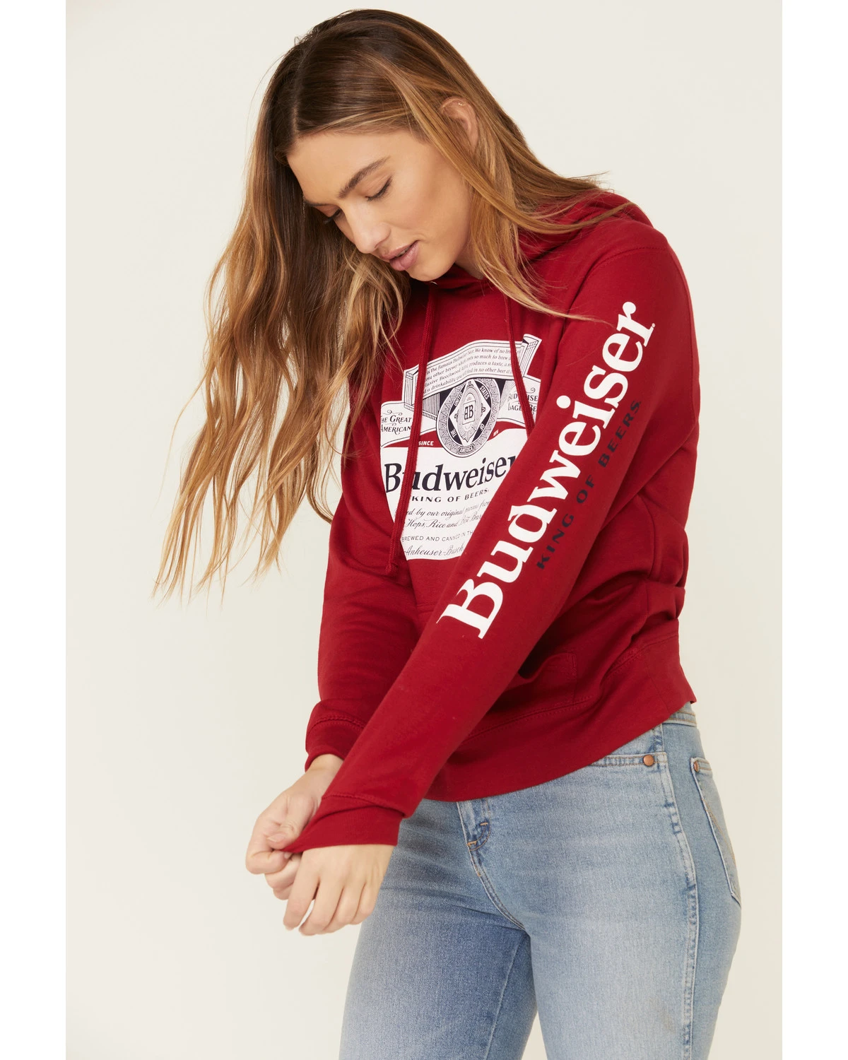 Brew City Beer Gear Women's Budweiser Graphic Hooded Sweatshirt 3 Brew City Beer Gear Women's Budweiser Graphic Hooded Sweatshirt