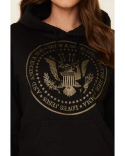 Ruby's Rubbish Women's She's A Good Girl USA Seal Graphic Hooded Sweatshirt -Wraner Clothing Shop 2000337415 001 P3