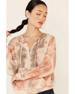Wild Moss Women's Blushed Tie-Dye Zip Hooded Jacket -Wraner Clothing Shop 2000337634 681 P3