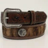 M & F Western Men's Brown Cross & Calf Hair Leather Belt -Wraner Clothing Shop 2000338169 200 P1