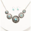 Prime Time Jewelry Women's 5 Concho Necklace And Earrings Set 2 Prime Time Jewelry Women's 5 Concho Necklace And Earrings Set -Wraner Clothing Shop 2000338299 040 P1