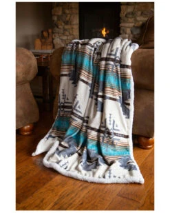 Carstens Home Wrangler Lone Mountain Sherpa Throw Blanket
