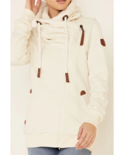 Wanakome Women's Oatmeal Hestia Asymmetrical Zip-Front Hoodie -Wraner Clothing Shop 2000340617 104 P3