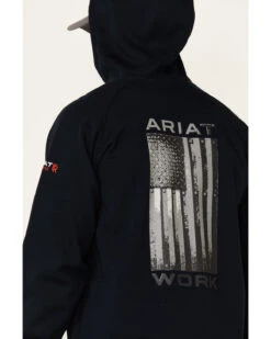 Ariat Men's FR Primo Fleece Alloy Flag Graphic Zip-Front Hooded Work Jacket -Wraner Clothing Shop 2000341780 410 P3