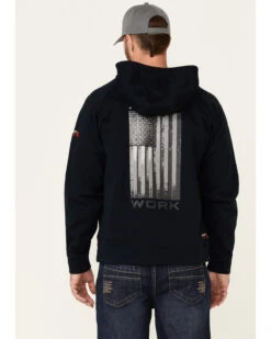 Ariat Men's FR Primo Fleece Alloy Flag Graphic Zip-Front Hooded Work Jacket -Wraner Clothing Shop 2000341780 410 P4