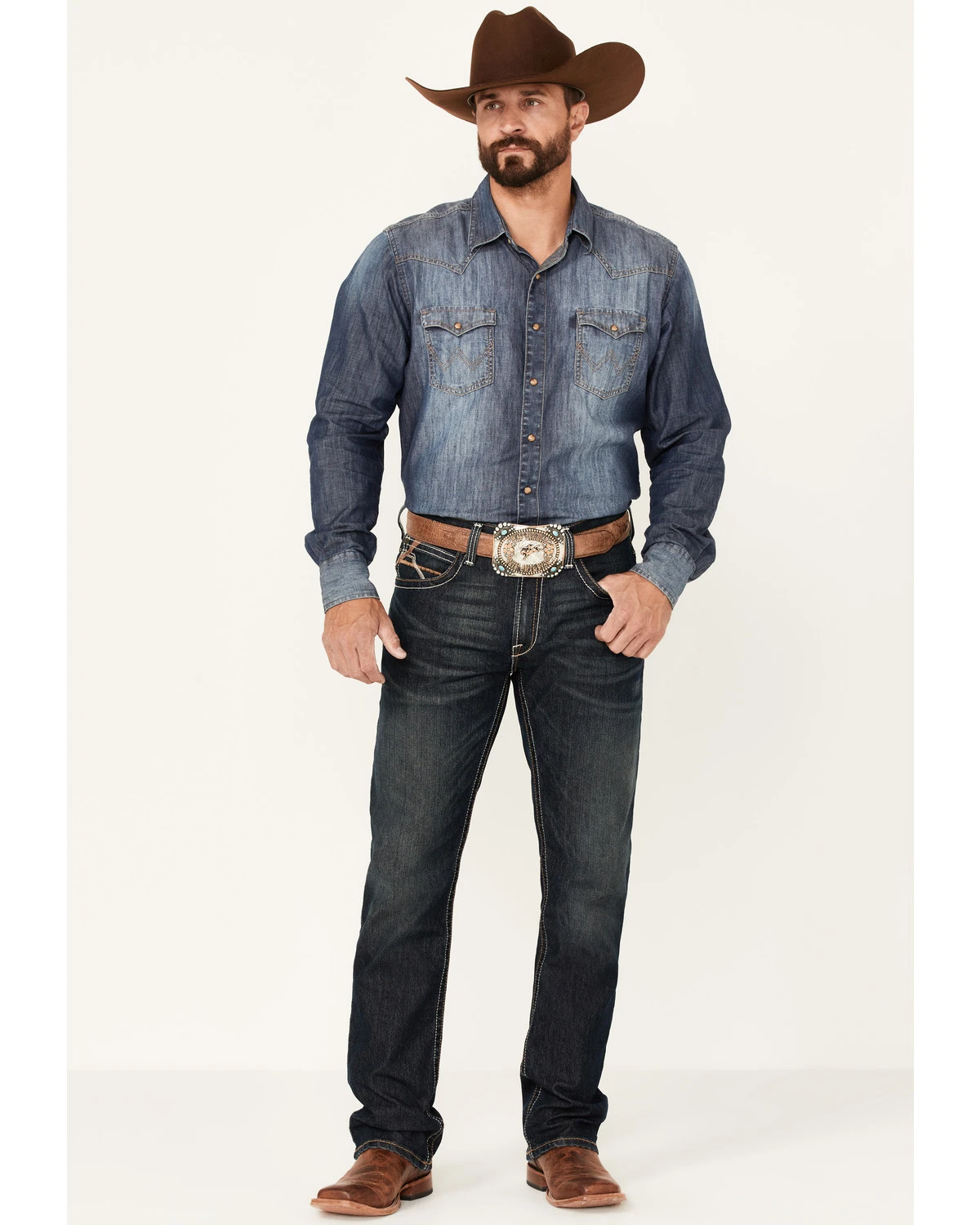 Ariat Men's M4 Cobalt Dark Wash Stretch Relaxed Straight Jeans 3 Ariat Men's M4 Cobalt Dark Wash Stretch Relaxed Straight Jeans