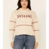 Shyanne Women's Tan & White Embroidered Logo Crop Hoodie -Wraner Clothing Shop 2000342890 280 P1