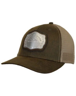 John Deere Men's Brown Canvas Belt Buckle Logo Mesh-Back Ball Cap