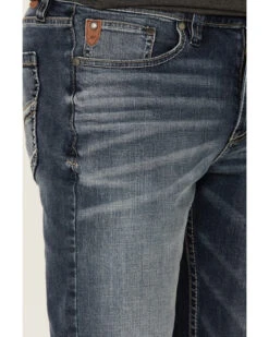 Moonshine Spirit Men's Diamond Hitch Medium Dark Wash Stretch Slim Straight Jeans -Wraner Clothing Shop 2000351731 400 P3