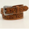 M & F Western Men's Tooled Sunflower Leather Western Belt -Wraner Clothing Shop 2000352021 200 P1
