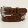 Nocona Men's Rawhide Lacing Cross Concho Floral Belt -Wraner Clothing Shop 2000352022 200 P1