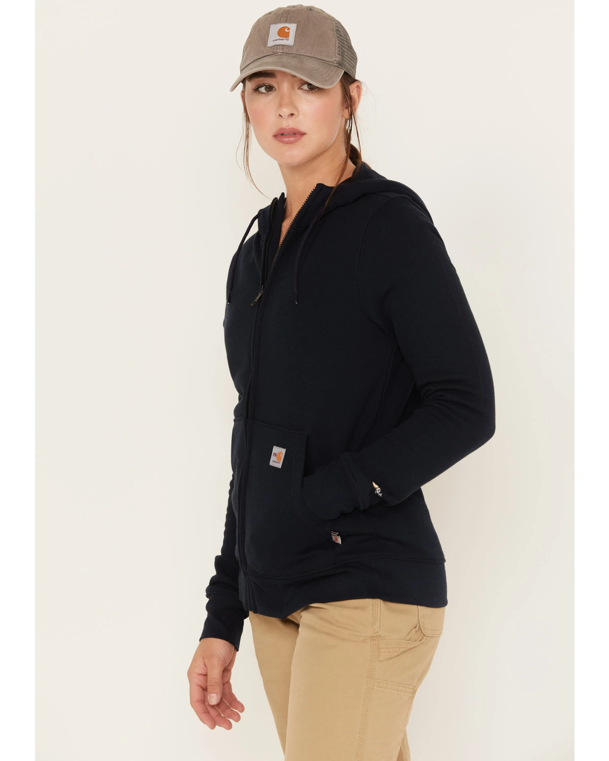 Carhartt Women's Force FR Relaxed Fit Zip Front Sweatshirt Work Hoodie 4 Carhartt Women's Force FR Relaxed Fit Zip Front Sweatshirt Work Hoodie - Image 2