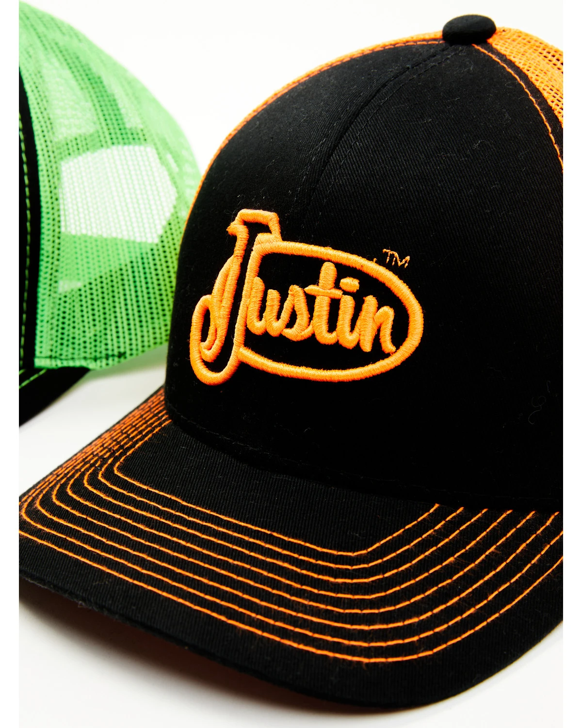 Justin Men's Assorted Embroidered Neon Logo Mesh Back Trucker Cap 4 Justin Men's Assorted Embroidered Neon Logo Mesh Back Trucker Cap - Image 2
