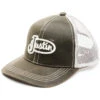 Justin Men's Brown Oilskin Embroidered Logo Mesh-Back Ball Cap -Wraner Clothing Shop 2000353919 200 P1