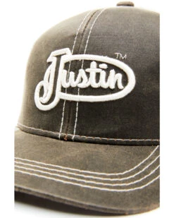 Justin Men's Brown Oilskin Embroidered Logo Mesh-Back Ball Cap -Wraner Clothing Shop 2000353919 200 P2