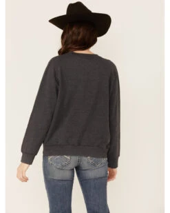 Paramount Network's Yellowstone Women's Charcoal Mineral Wash Steerhead Graphic Raglan Sweatshirt -Wraner Clothing Shop 2000356682 022 P3