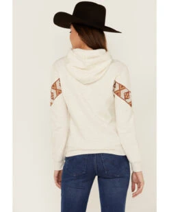 RANK 45 Women's Logo Southwestern Print Sleeve Trim Pullover Hooded Sweatshirt -Wraner Clothing Shop 2000358415 104 P4