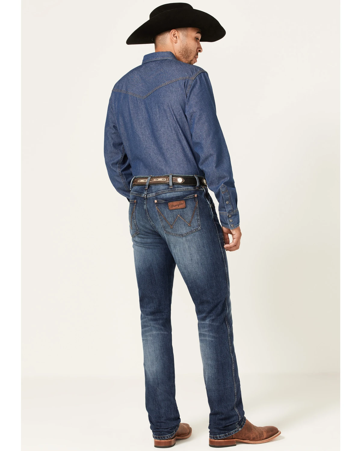 Wrangler Retro Men's Ranch Med Dark Wash Stretch Slim Straight Jeans 5 Wrangler Retro Men's Ranch Med Dark Wash Stretch Slim Straight Jeans - Image 3