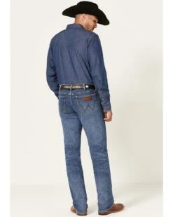 Wrangler Retro Green Men's Brierley Light Medium Wash Stretch Slim Straight Jeans -Wraner Clothing Shop 2000359722 413 P3