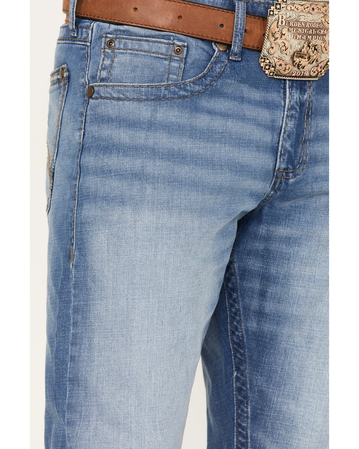 Rock 47 By Wrangler Men's Barlow Light Wash Slim Straight Jeans 4 Rock 47 By Wrangler Men's Barlow Light Wash Slim Straight Jeans - Image 2