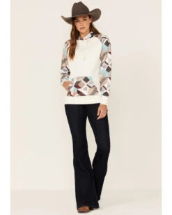 Hooey Women's Modern Colorblock Geo Print Pullover Hooded Sweater -Wraner Clothing Shop 2000360944 110 P4