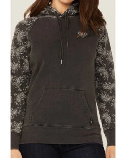 Hooey Women's Rope Like A Girl Bandana Print Pullover Hoodie Sweatshirt -Wraner Clothing Shop 2000363502 022 P3