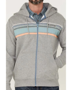 HOOey Men's Chest Stripe Light Gray Zip-Front Hooded Jacket -Wraner Clothing Shop 2000363526 025 P3