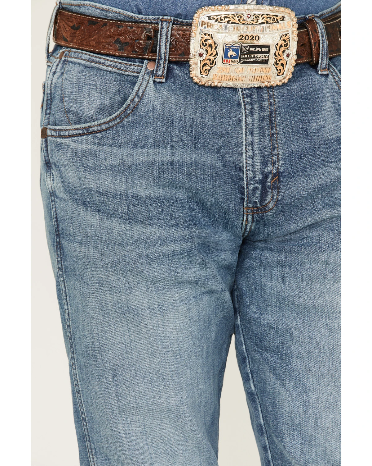 Wrangler Retro Green Men's Valley Light Wash Stretch Slim Bootcut Jeans 4 Wrangler Retro Green Men's Valley Light Wash Stretch Slim Bootcut Jeans - Image 2