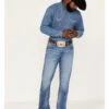 Wrangler Retro Men's Llano Light Medium Wash Stretch Slim Bootcut Jeans -Wraner Clothing Shop 2000365069 413 P1