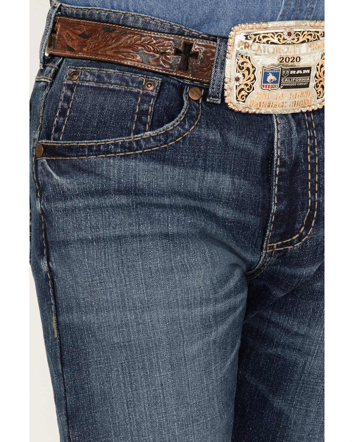 Rock 47 By Wrangler Cornflower Medium Dark Wash Stretch Slim Straight Jeans 4 Rock 47 By Wrangler Cornflower Medium Dark Wash Stretch Slim Straight Jeans - Image 2