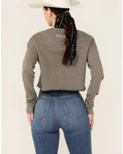 Ruby's Rubbish Women's Heather Gray Long Live King George Graphic Sweatshirt -Wraner Clothing Shop 2000365471 022 P3