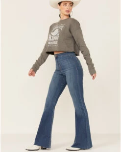 Ruby's Rubbish Women's Heather Gray Long Live King George Graphic Sweatshirt -Wraner Clothing Shop 2000365471 022 P4